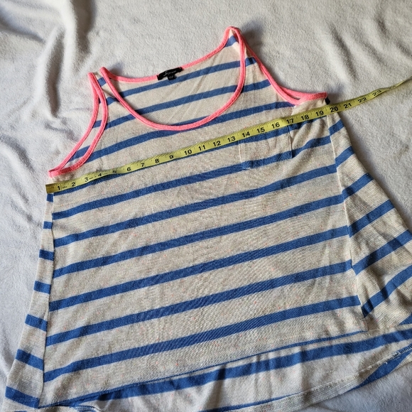 Soprano tank top stripe blue white pink loose fit women's size L - Picture 6 of 6